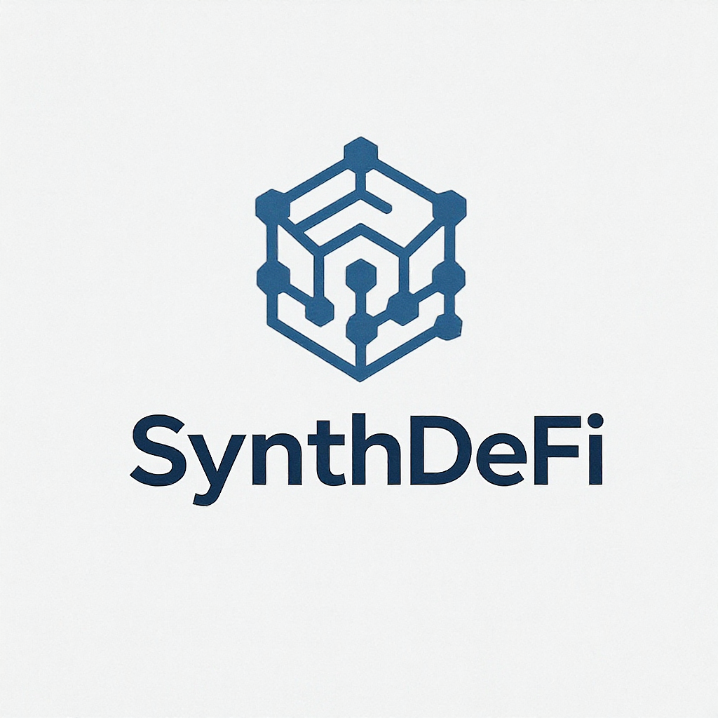 SynthDeFi logo featuring interconnected hexagonal shapes representing blockchain technology